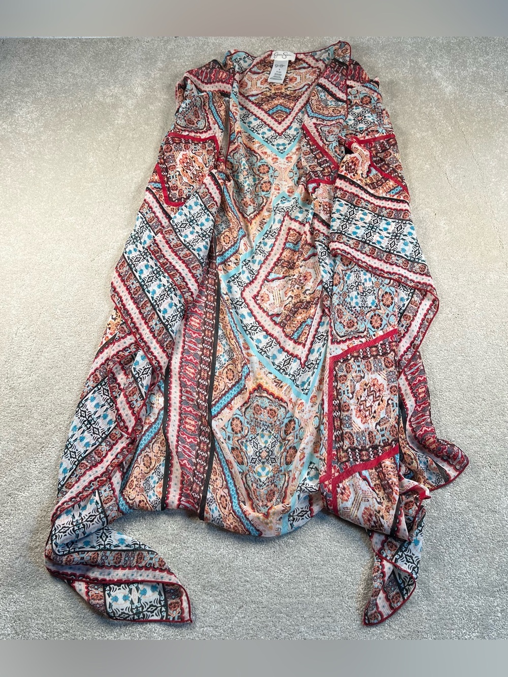 Jessica‎ Simpson Cover Up Sheer Long Boho Beach Summer Vacation women's small